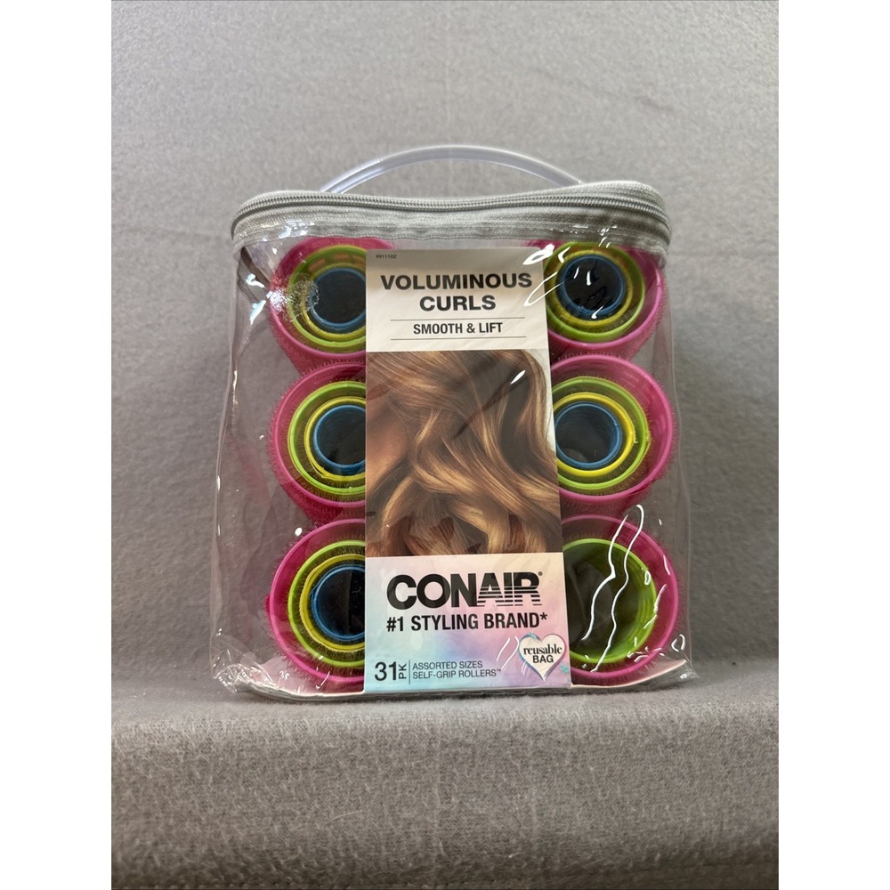 Conair Self Grip Hair Rollers Set of 31 Assorted Colors for Curls and Volume New